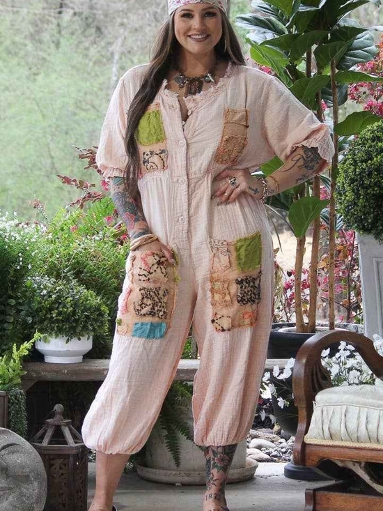 Jaded Gypsy Pants - Jaded Gypsy Patchwork Jumpsuit